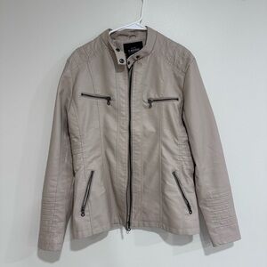 Ladies Beige Leather Jacket
